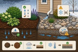 Mulch vs Decorative Stone Landscape Beds